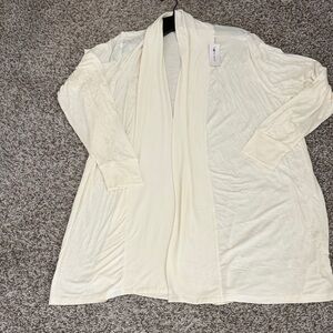Lane Bryant Cream Open-Front Long Cardigan
